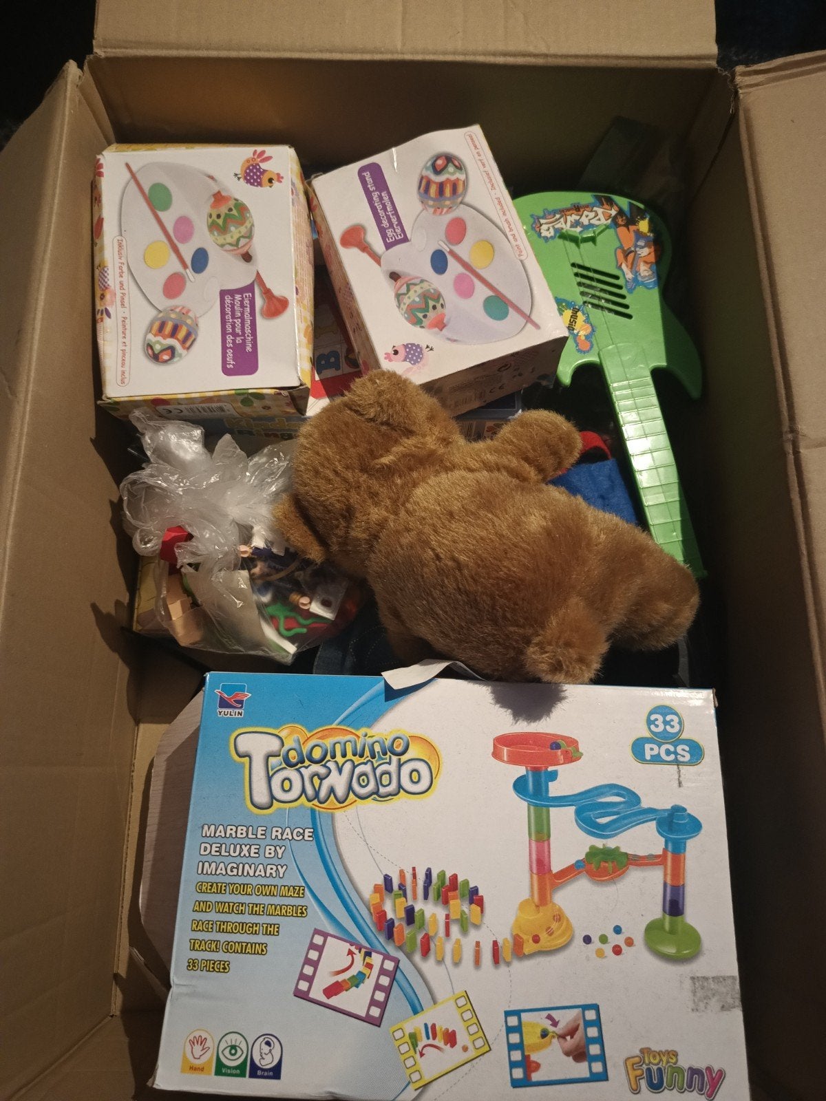 Grote doos vol speelgoed: Domino, knuffels, puzzels en meer!, Ophalen, Gebruikt, Jongen of Meisje