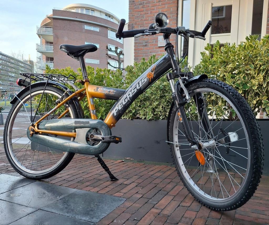 Pegasus Kinderfiets - Zwart/Oranje - Goede Staat, Terugtraprem, Gebruikt, Hardtail, Heren