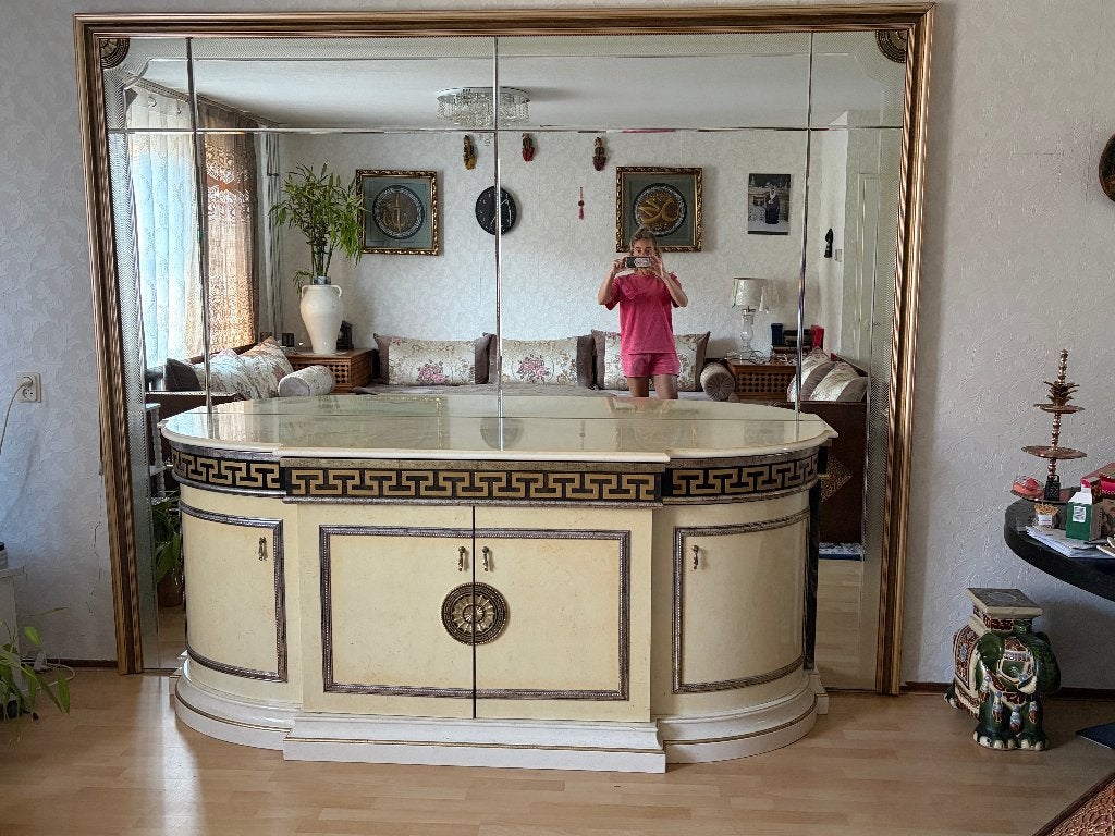 Dressoir en spiegel versace stijl luxe design meubel, Ophalen, Overige materialen, Met deur(en), Zo goed als nieuw
