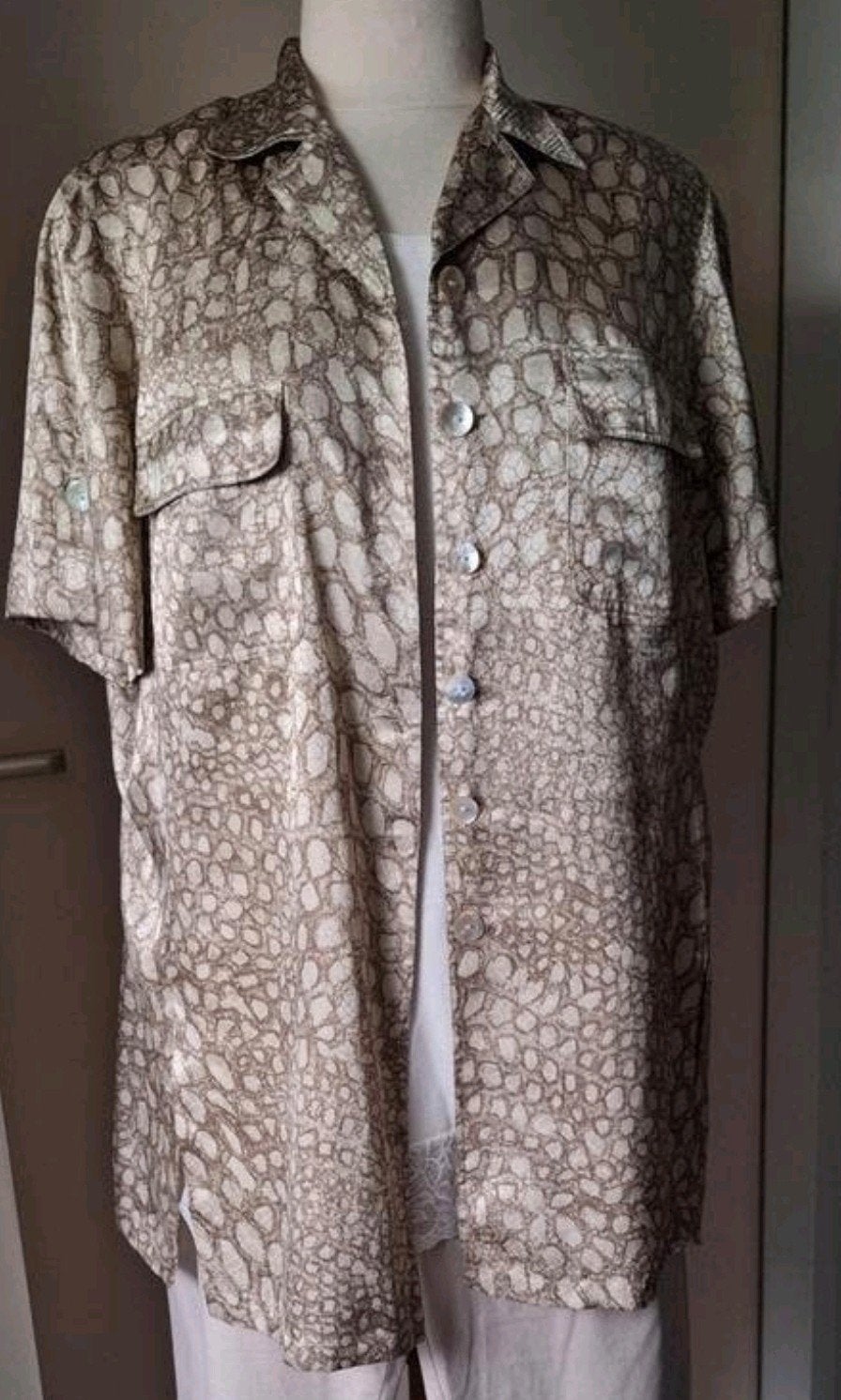 Creation Atelier - printblouse - maat 50, Verzenden, Zo goed als nieuw, Beige, Blouse of Tuniek