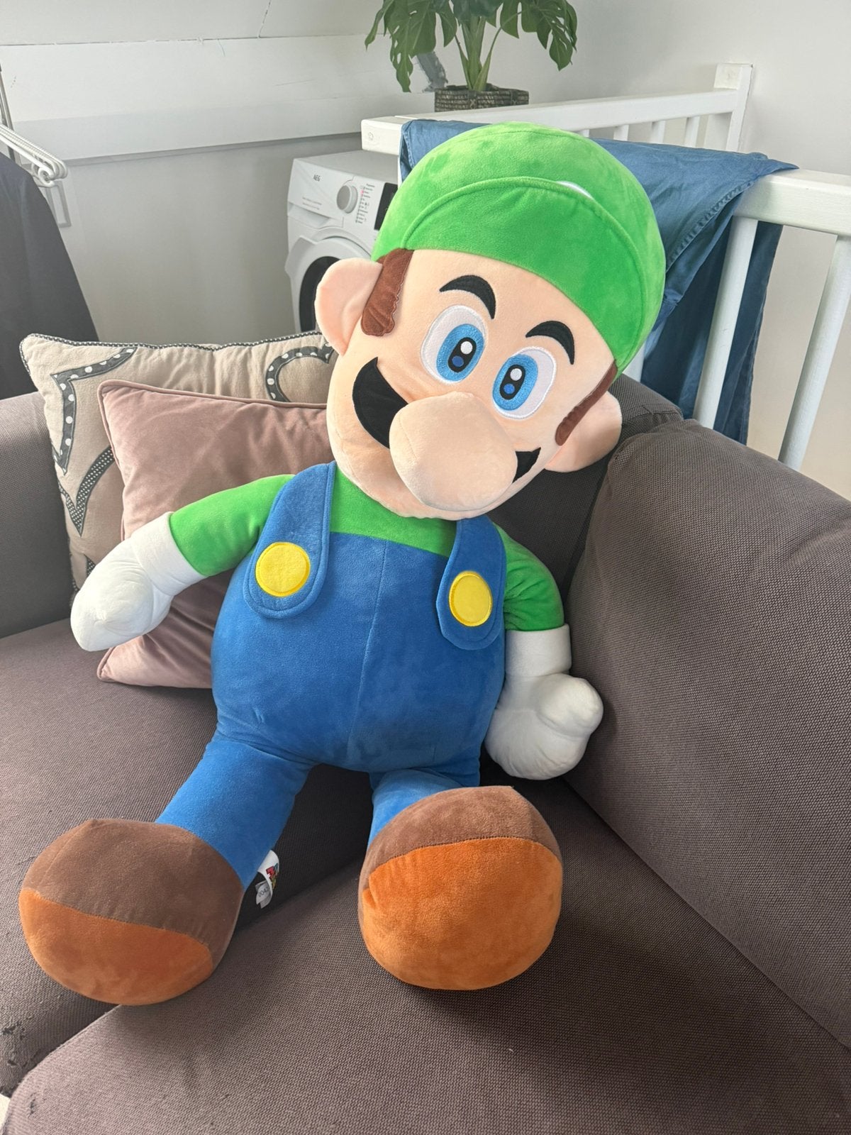 Luigi knuffel 90 cm, Super Mario, Ophalen of Verzenden, Zo goed als nieuw, Overige typen