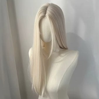 Synthetische pruik lang stijl maanlicht wit haar (70cm lang)