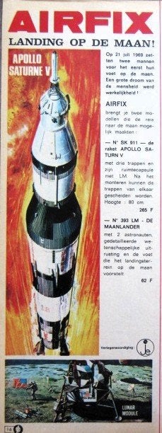 Vintage advertentie reclame Airfix Landing op de maan 1970, Ophalen of Verzenden, Gebruikt, Overige typen