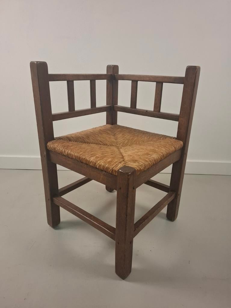 Antieke corner chair vintage stoel brutalist, Ophalen of Verzenden