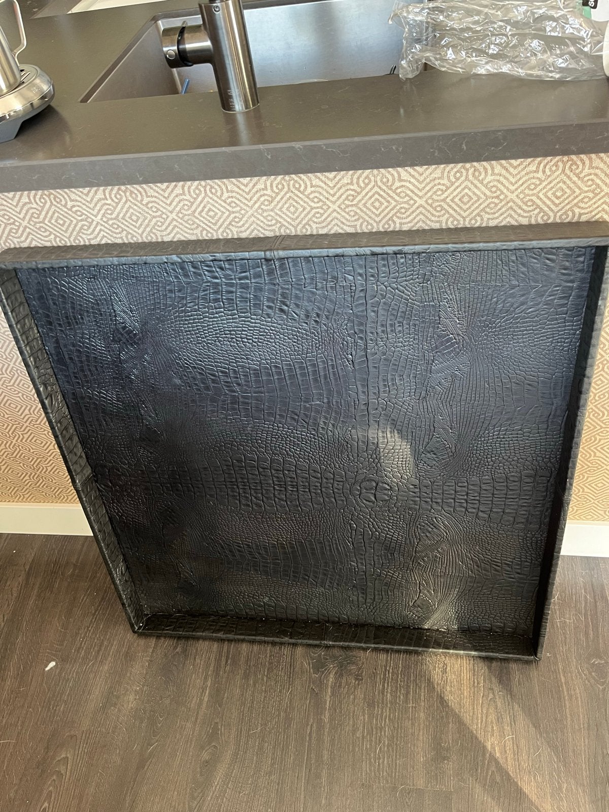 Exclusief Croco Leren Dienblad Zwart 80x80cm, Huis en Inrichting, Met opstaande rand, Vierkant, Leer, Ophalen of Verzenden