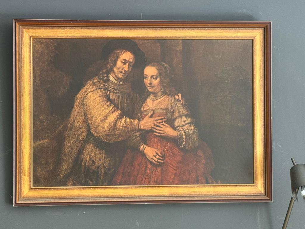 Rembrandt 'De Joodse Bruid' in goudkleurige lijst, Ophalen of Verzenden