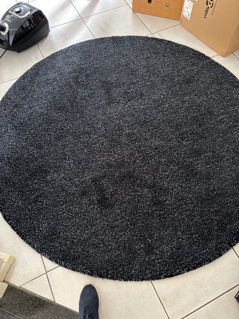 Zwart rond Tapijt 200 cm, Ophalen, Gebruikt, Zwart rond, Zwart