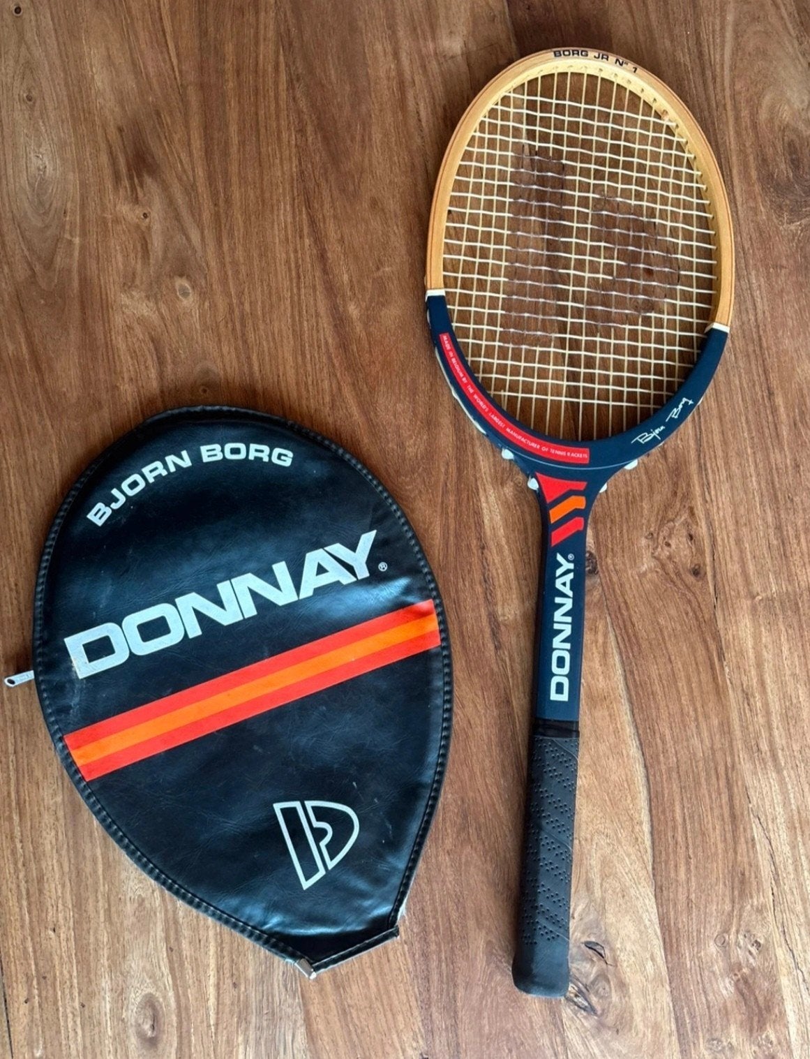 Björn Borg Junior N1 Houten Tennisracket + Hoes, Ophalen of Verzenden, Gebruikt, Racket, Overige merken