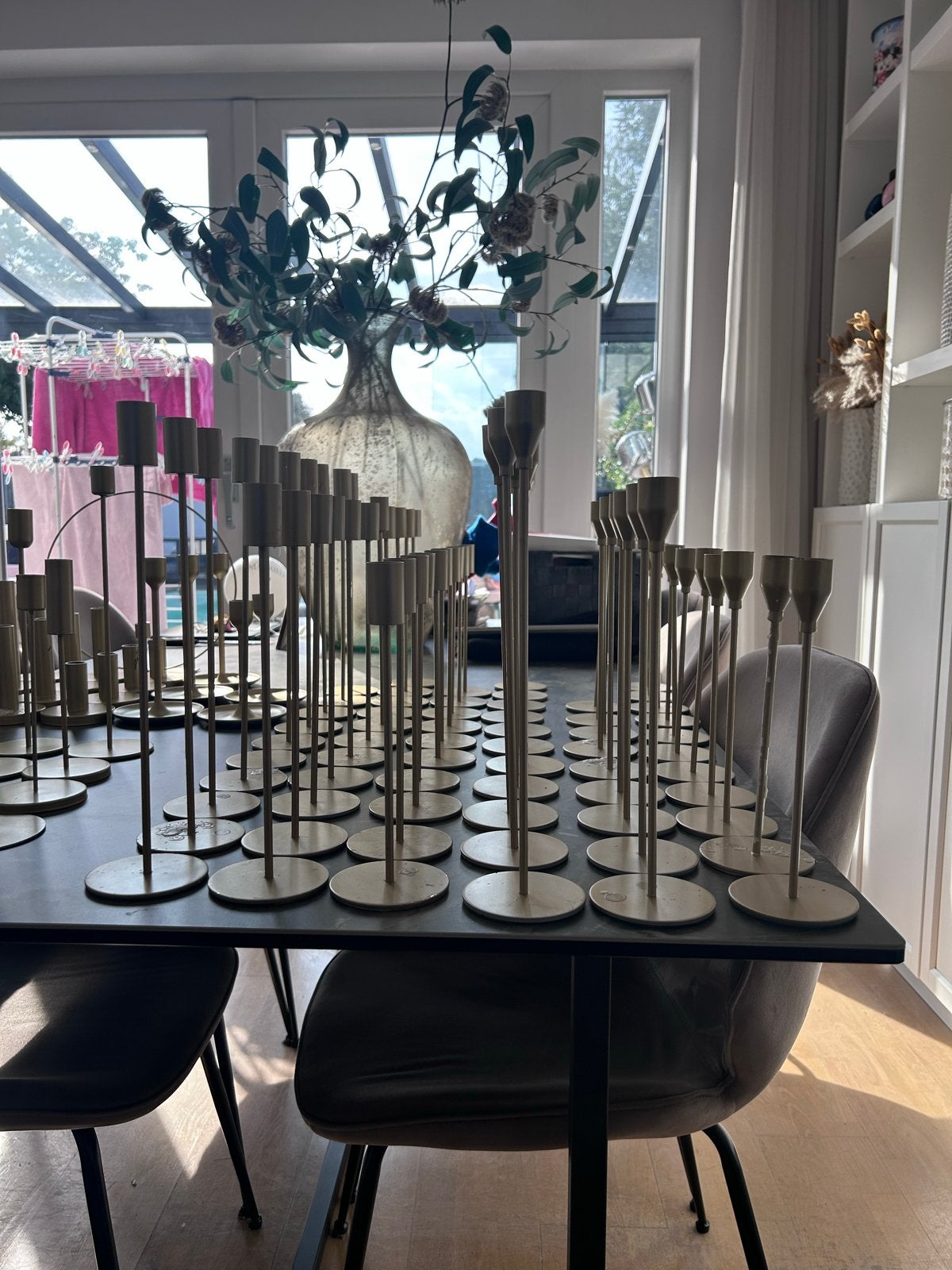 Bruiloft decoratie: Gouden kandelaren, vazen & meer, Ophalen, Gebruikt, Metaal, Kandelaar