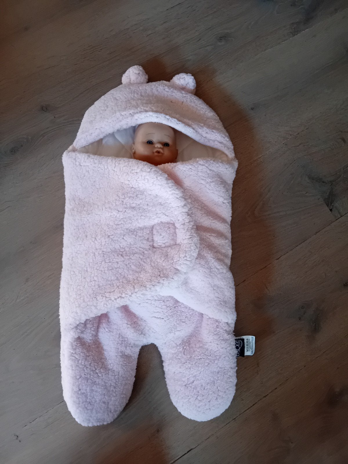 Roze teddy wikkeldeken met oortjes, deken, pak NIEUW, Nieuw, Ophalen of Verzenden, Gevoerd, Roze