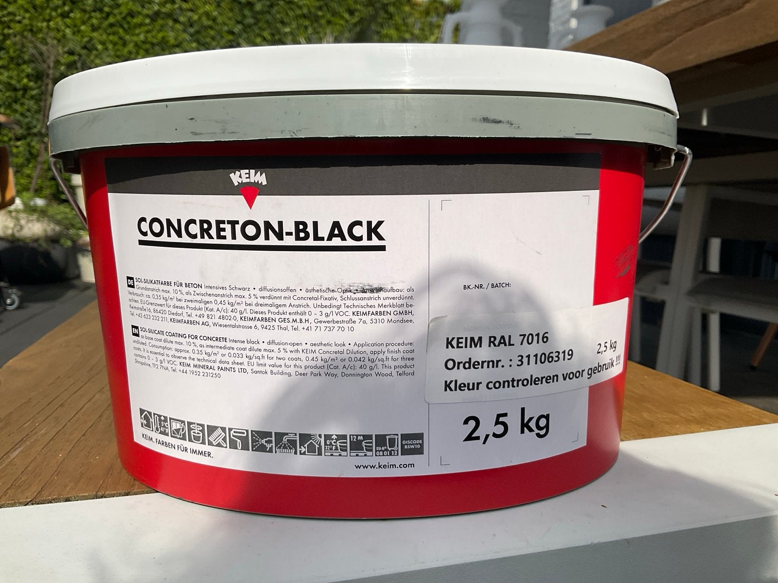 KEIM Concreton-Black ral 7016 2,5 kg, Ophalen of Verzenden, Grijs, Minder dan 5 liter, Verf