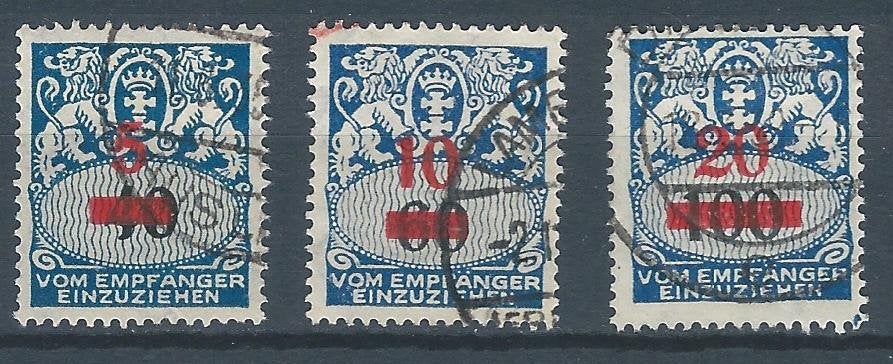 C862 – Duitsland - Danzig – Dienst MiNr 40-42 (gestempeld), Ophalen of Verzenden, Duitse Keizerrijk, Gestempeld