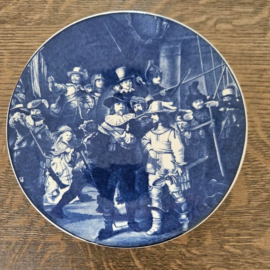 Wandbordje Delfts blauw, de nachtwacht, Antiek en Kunst, Ophalen of Verzenden