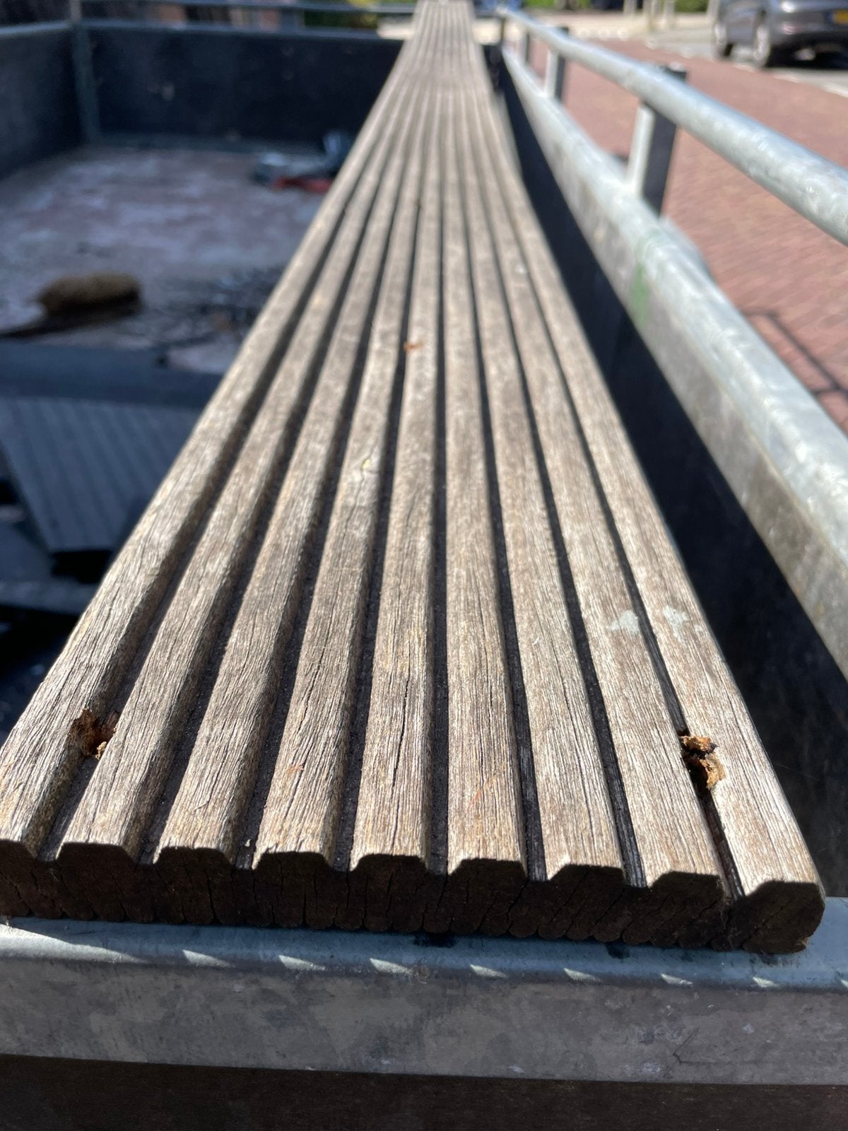 Hardhouten vlonderplanken Bankirai 21 mm , izgs 15 m2, Ophalen, Gebruikt, Hout