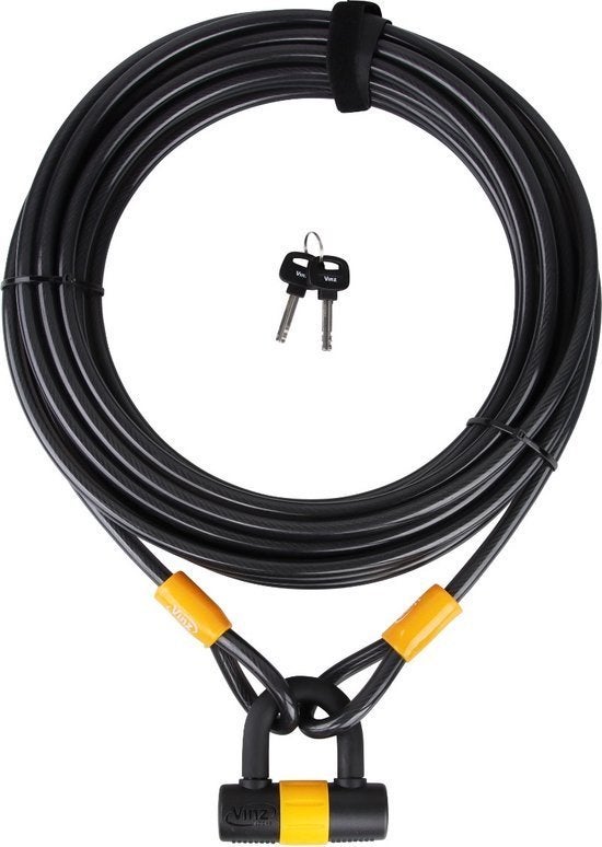 VINZ Kinabalu Kabelslot - 15 meter lang - 12 mm dik, Ophalen of Verzenden, Zo goed als nieuw, Overige materialen, Slot