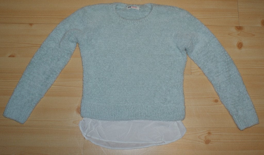 H&m harige trui maat 158/164 met stoffen onderkant., Kinderen en Baby's, Kinderkleding | Maat 158, Meisje, Trui of Vest, H&M, Ophalen of Verzenden