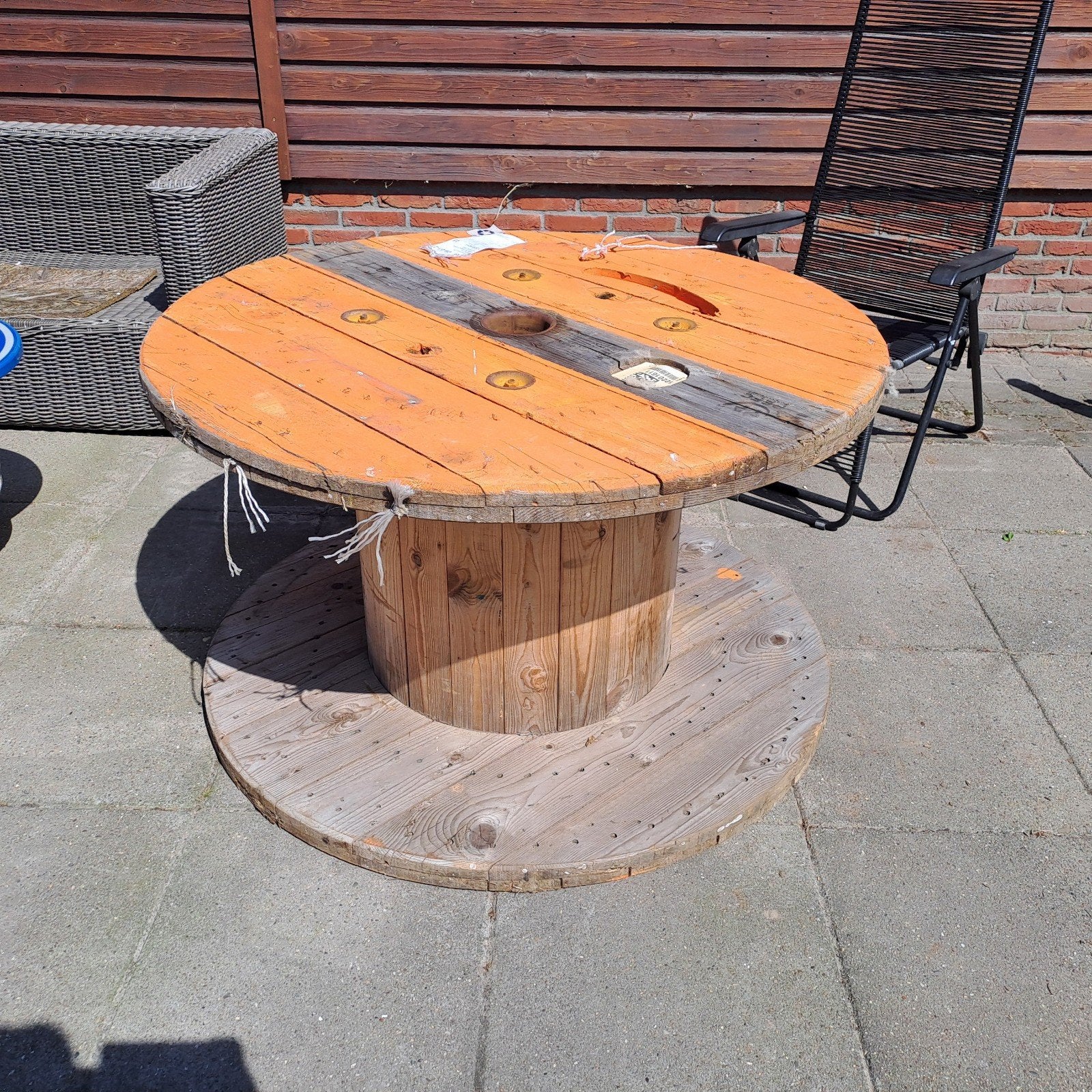 Houten haspel / tafel, Tuin en Terras, Ophalen, Gebruikt, Rond, Hout