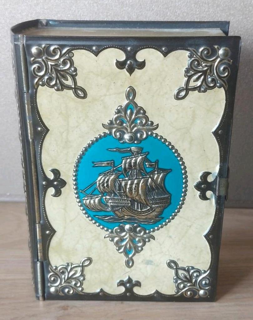 VINTAGE BLIKKEN BOEK MET DRIEMASTER*SCHIP, Verzenden, Gebruikt, Overige