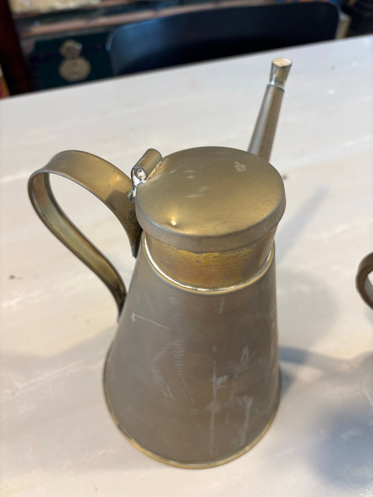 Vintage Koperen Oliekan met Lange Tuit, Antiek en Kunst, Antiek | Koper en Brons, Ophalen of Verzenden, Koper