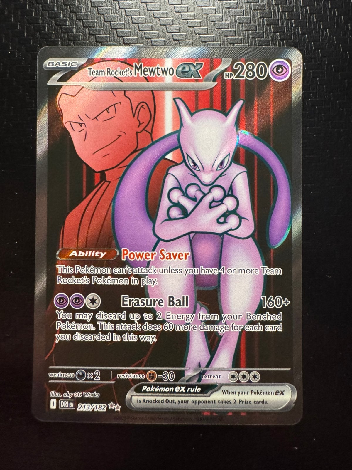 Team Rockets Mewtwo EX 213/182 Full Art Destined Rivals, Ophalen of Verzenden, Zo goed als nieuw