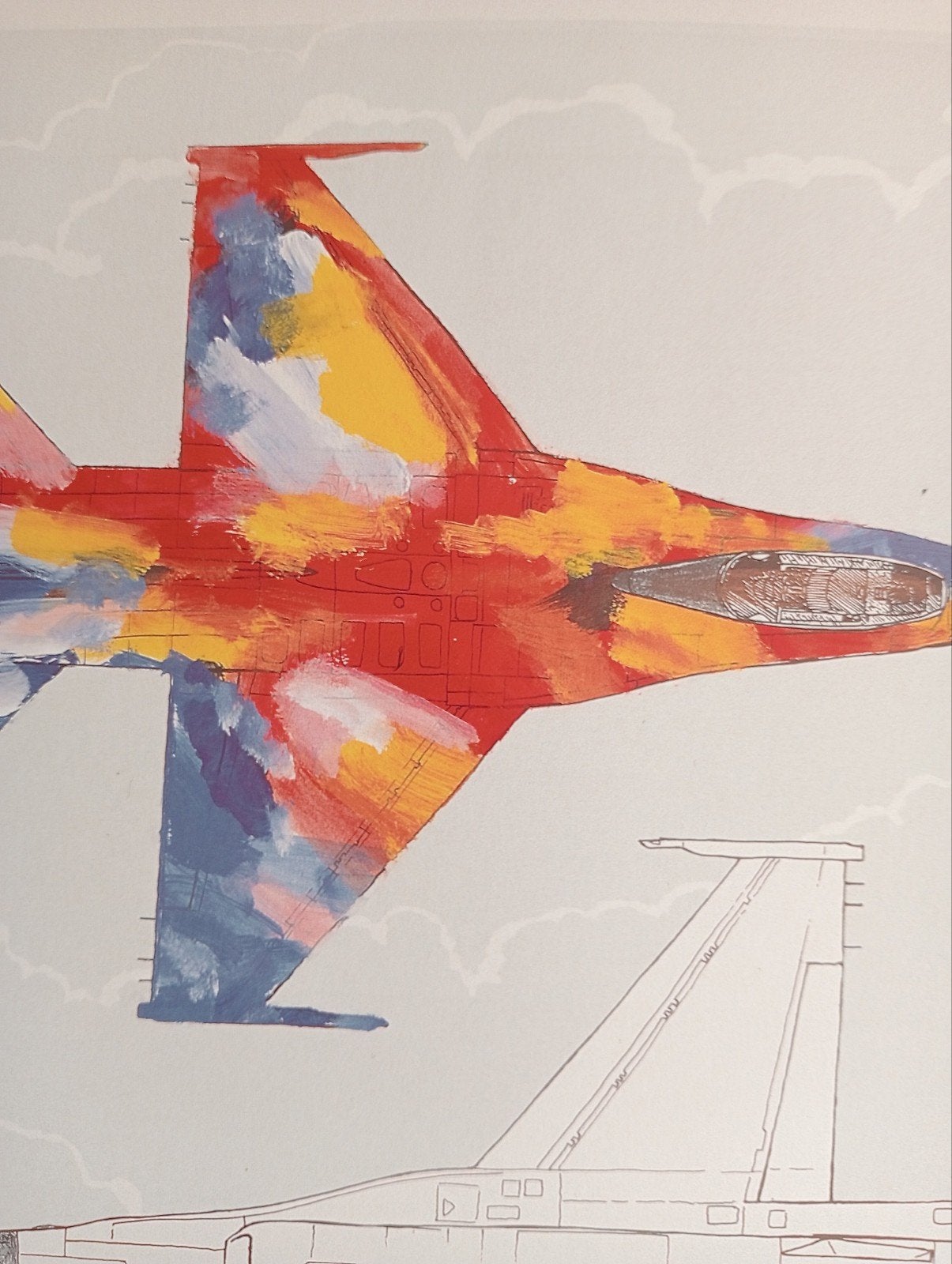 Grafische kunstzinnige F16 print 1998, Ophalen of Verzenden