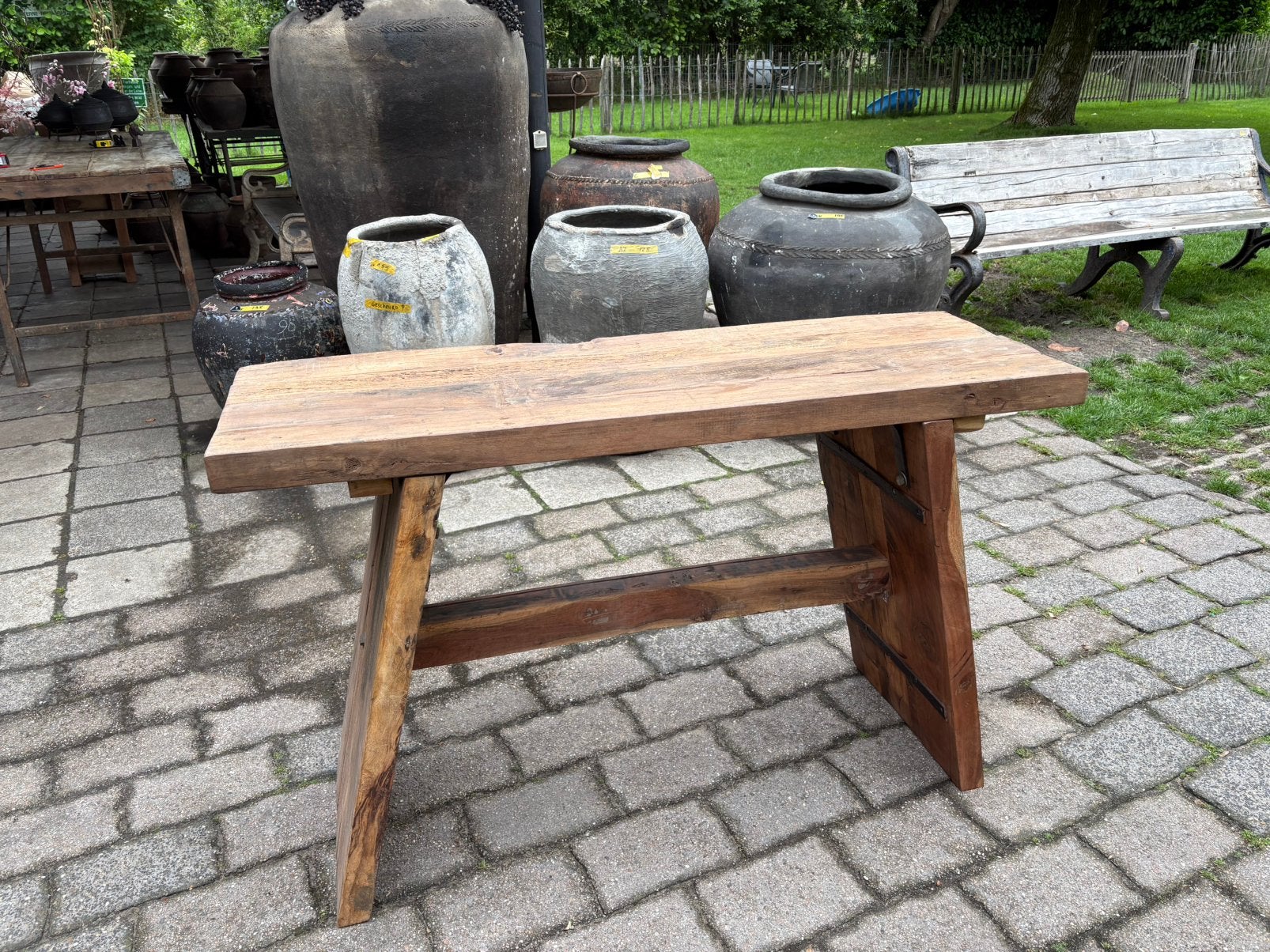 Stoere sidetable gemaakt van oud Railwood, Huis en Inrichting, Tafels | Sidetables, Ophalen, Zo goed als nieuw, Nvt, Rechthoekig