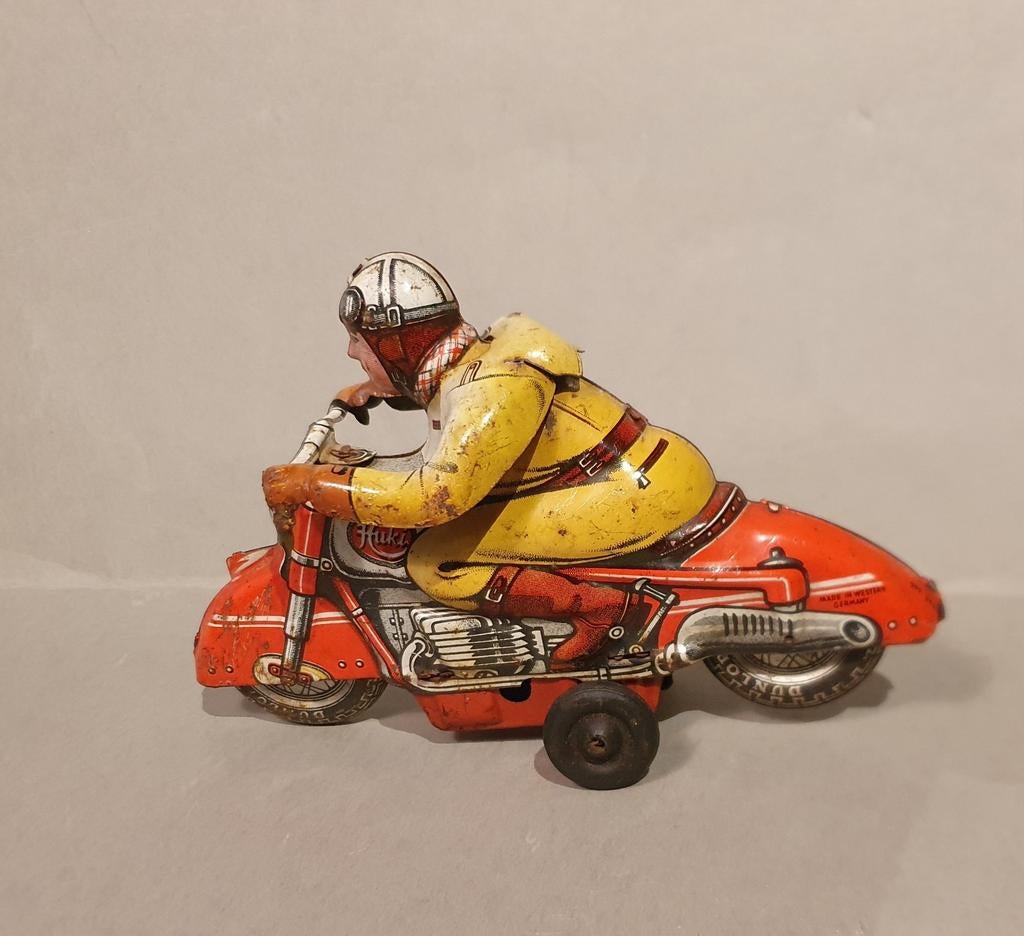 Blikken Huki Motorrijder Duitsland uit de 50er jaren., Ophalen of Verzenden