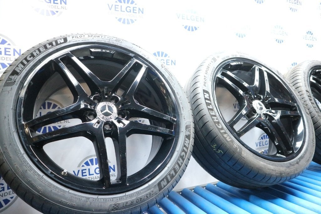 21 inch Mercedes GLE ML velgen AMG + zomerbanden origineel, Gebruikt, 265 mm, Banden en Velgen, Nvt
