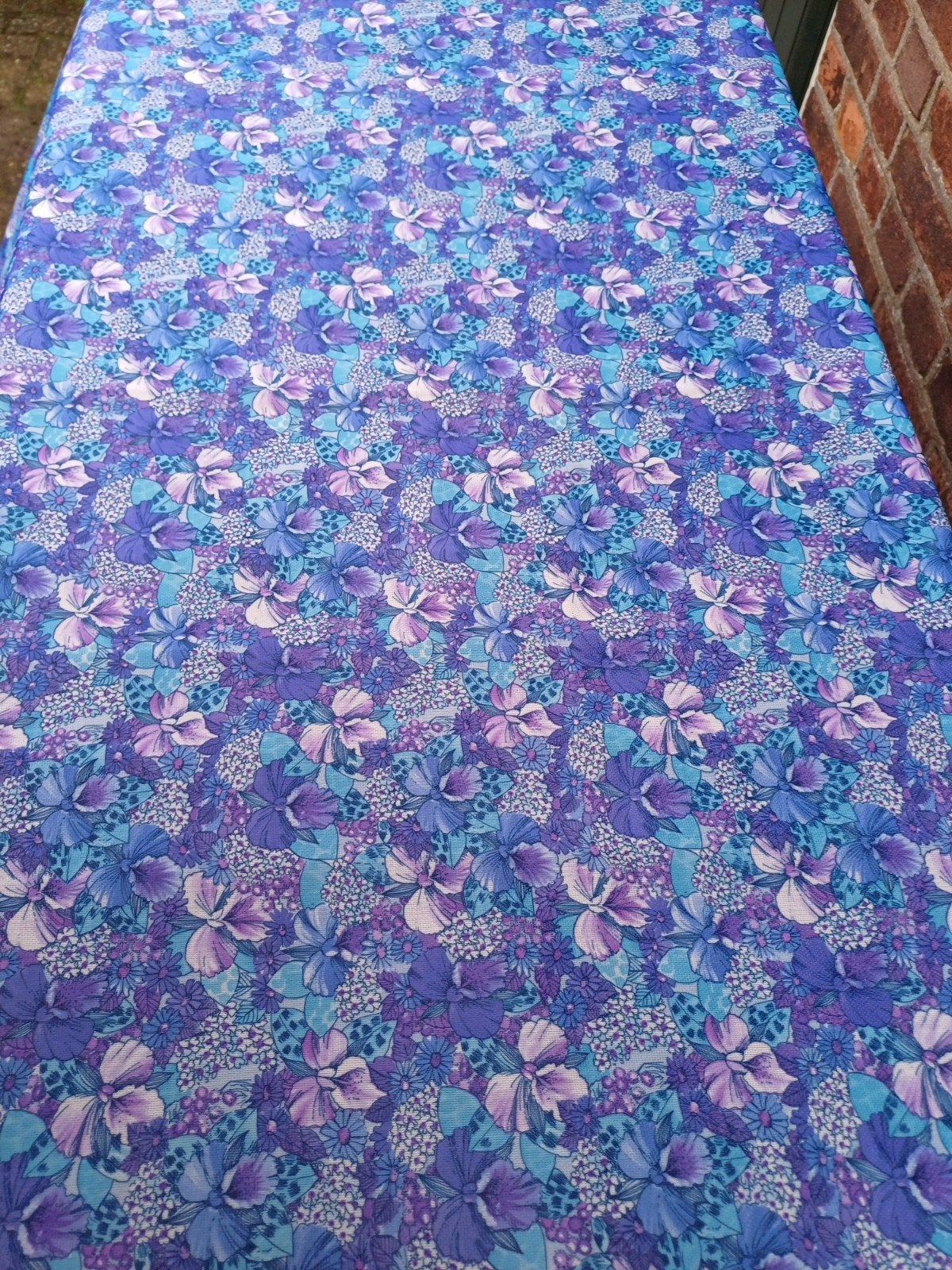 Vintage stof paars blauw stretch nieuw, 120 cm of meer, Paars, Nieuw, Ophalen of Verzenden