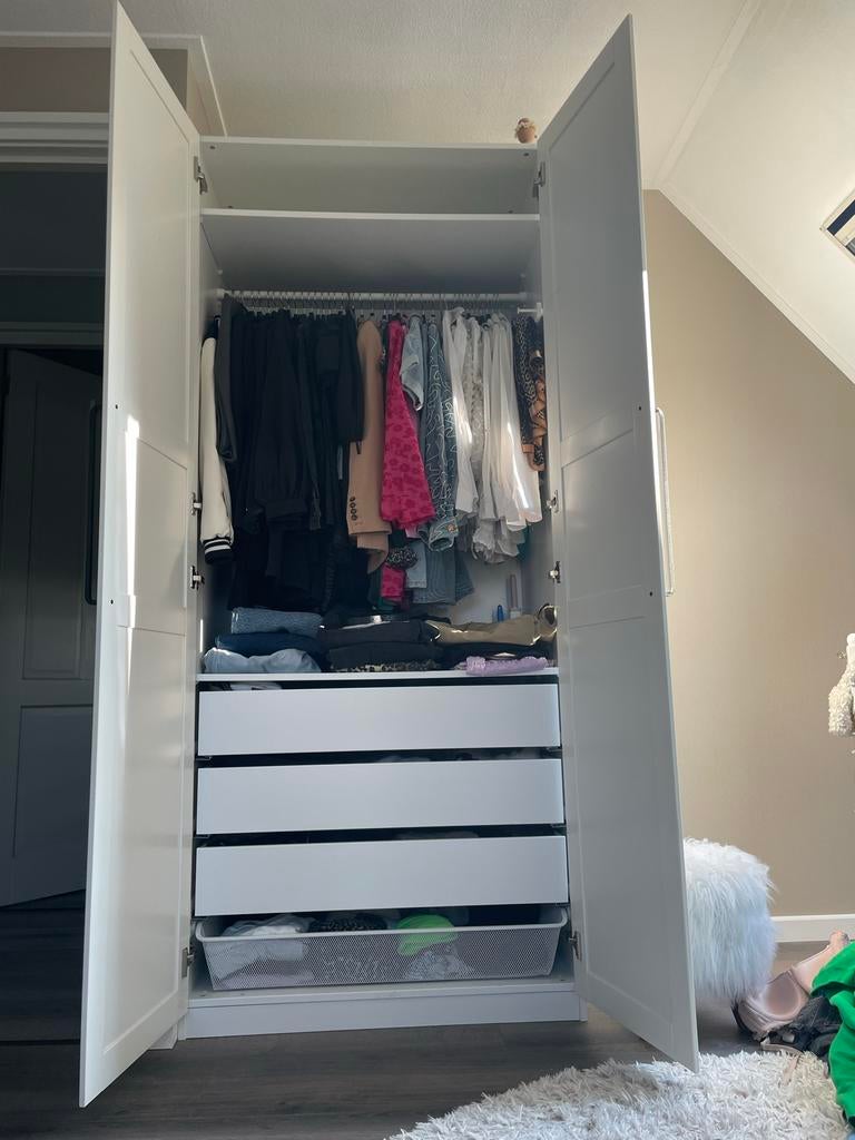 IKEA Pax kast donkergrijs met zwarte Reinsvoll deuren, Ophalen, Overige materialen, Gebruikt, 200 cm of meer