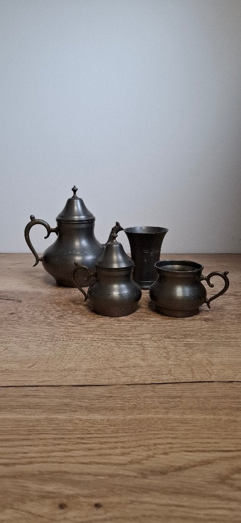Vintage tinnen servies / koffieset - Rio Tiel (4-delig), Ophalen of Verzenden