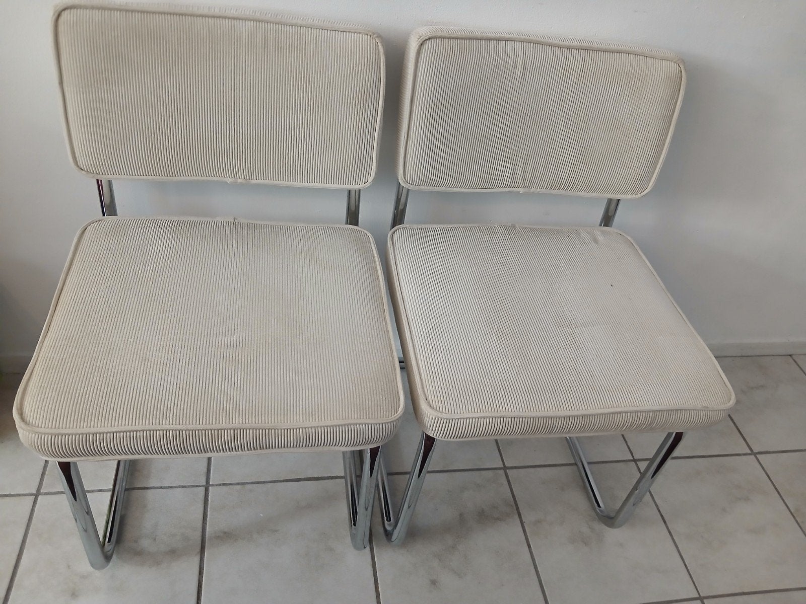 Set van 2 vintage design stoelen met chromen frame, Ophalen