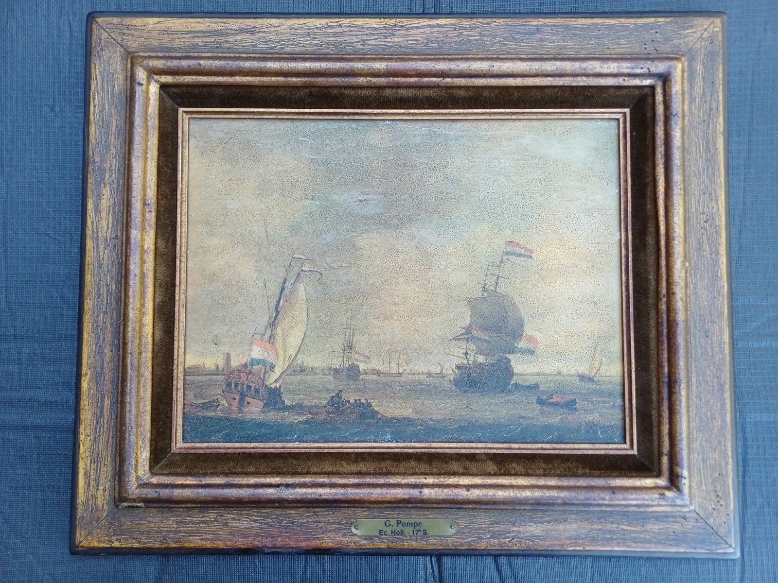 Gezicht op de Maas voor Rotterdam van G. Pompe, Ec. Holl. -, Ophalen, Maritiem / water, Doek, Origineel werk