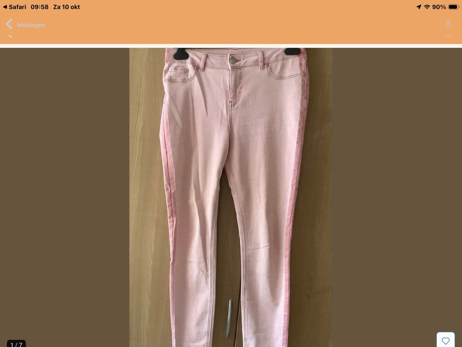 Roze spijkerbroek met zijstreep - Maat 38, Maat 38/40 (M), Verzenden, Nieuw, Roze