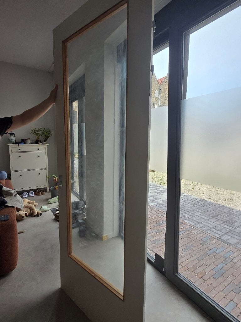 Wit en Glazen Deur, Doe-het-zelf en Verbouw, Deuren en Horren, Ophalen, Gebruikt, 80 tot 100 cm, 215 cm of meer