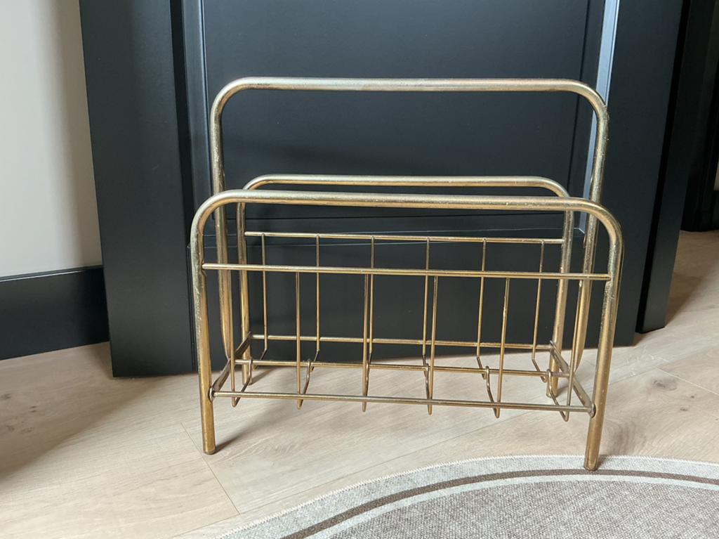 Goudkleurige Vintage kranten-/tijdschriften rek, Huis en Inrichting, Woonaccessoires | Krantenbakken en Lectuurbakken, Ophalen of Verzenden