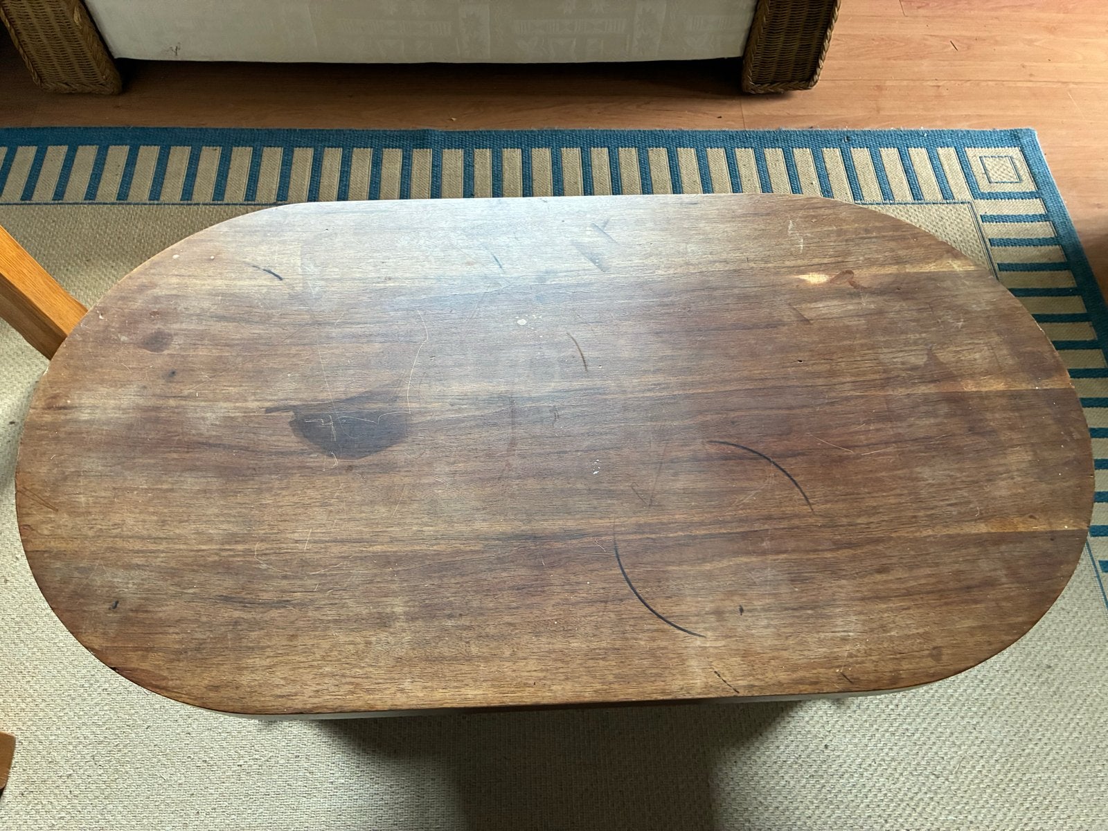 Ovale houten salontafel - art deco stijl, Antiek en Kunst, Ophalen