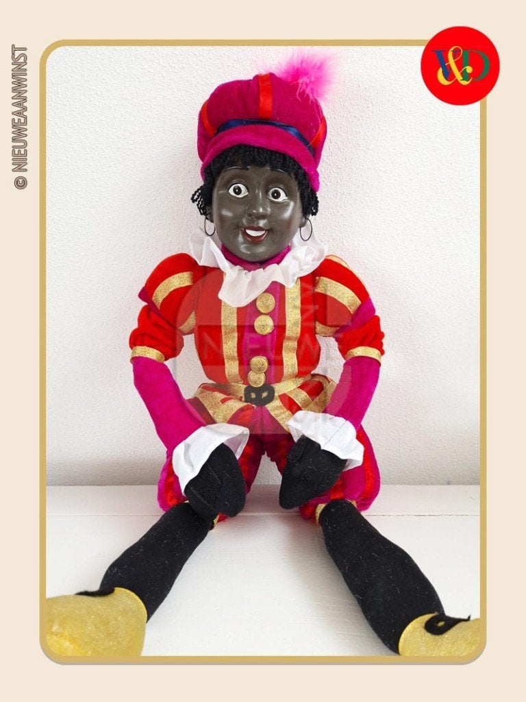 Nostalgische V&D etalage Piet pop - rood/roze - 60cm, Verzenden, Zo goed als nieuw
