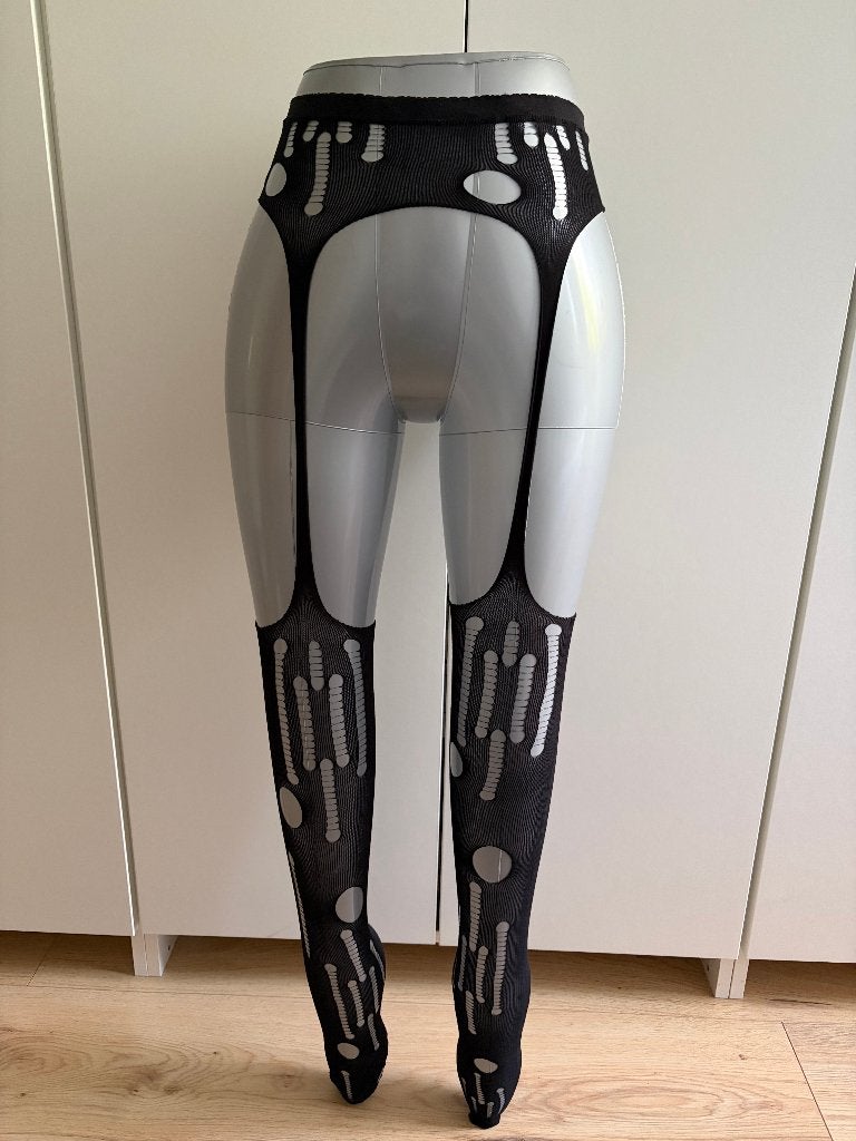 Jarretel open met motief, Verzenden, Nieuw, Zwart, Panty