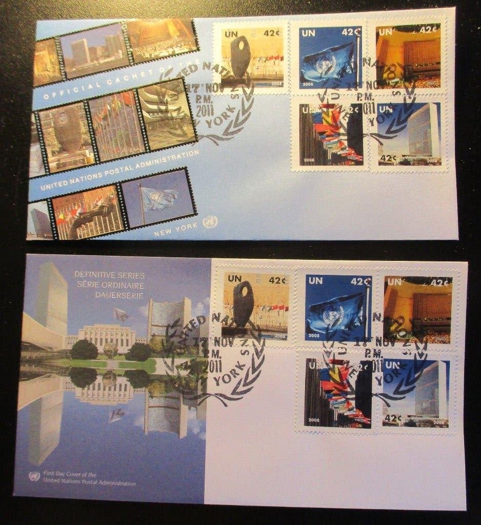 VN New York, serie in 2 FDC Varianten, 2008, Verzenden, Gestempeld, Noord-Amerika