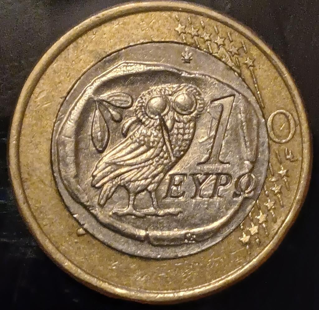 1 Euromunt Griekenland VERKEERD OM (MISSLAG ?), Ophalen of Verzenden, Griekenland, 1 euro, Losse munt