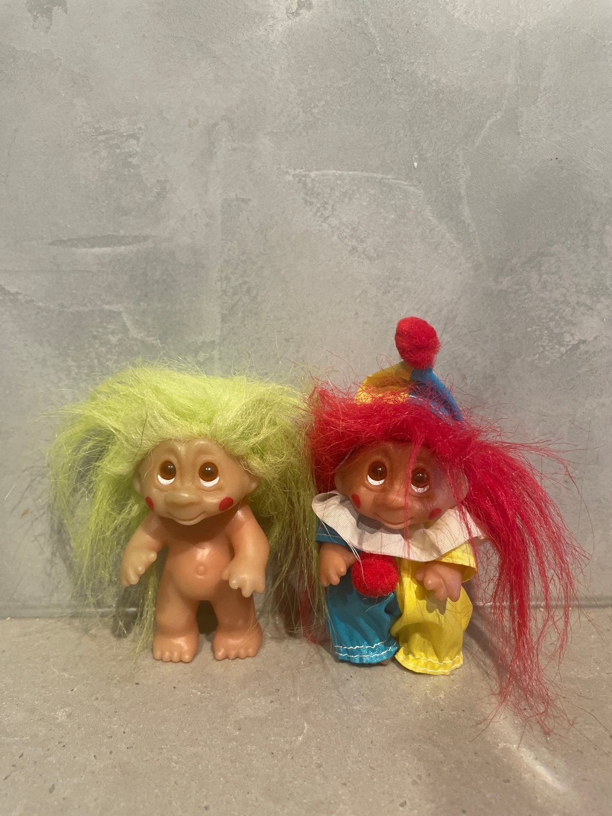 Vintage Troll Poppen - Groen en Rood Haar - DAM 1985, Ophalen of Verzenden, Gebruikt