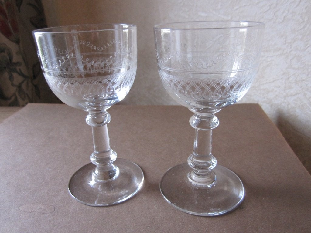 Drie antieke borrelglazen - cristal Val St Lambert Lothaire, Verzenden