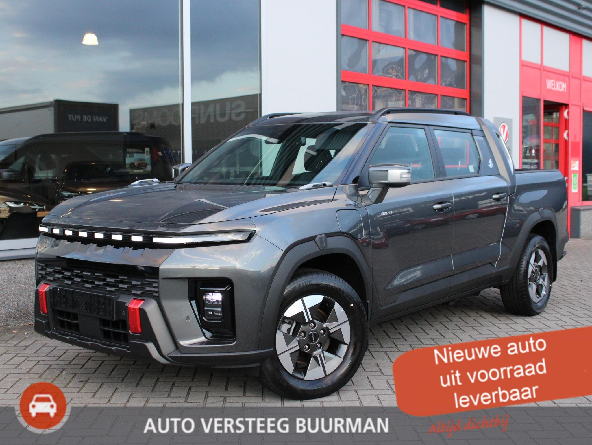 KGM Musso Ev Platinum 80.6 KW 4WD Adaptieve Cruise en Climat, Auto's, 379 km, SUV of Terreinwagen, Zilver of Grijs, 2300 kg