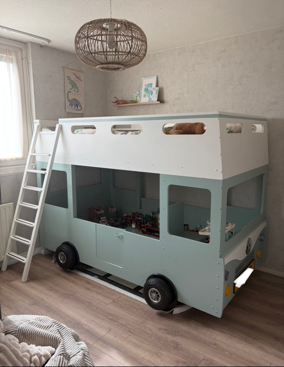 Uniek VW Bus hoogslaper, auto bed, Ophalen, 90 cm, Tweepersoons, Zo goed als nieuw