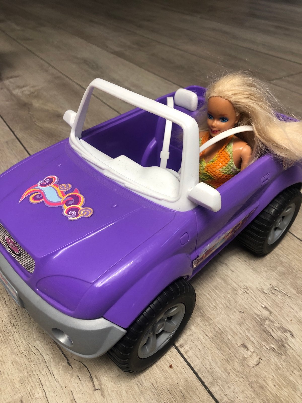Barbie met paarse jeep - speelset, Ophalen of Verzenden, Gebruikt, Barbie