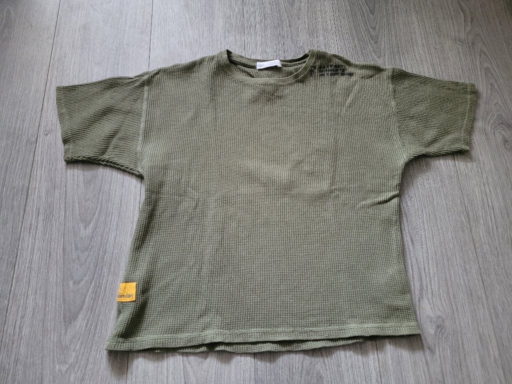 ZARA groen gewafeld T-shirt maat 152 ~ MW3033, Kinderen en Baby's, Kinderkleding | Maat 152, Gebruikt, Ophalen of Verzenden, Zara