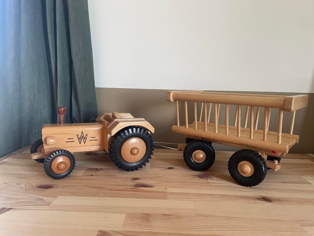 Werdauer Holzspielzeug Houten Tractor met aanhanger, Ophalen of Verzenden, Zo goed als nieuw