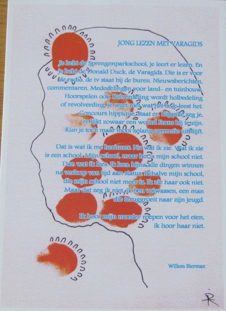 gedicht Jong lezen van Willem Bierman - Boekenweek 2010, Verzamelen, Verzenden, 1980 tot heden, Ongelopen, Overige thema's