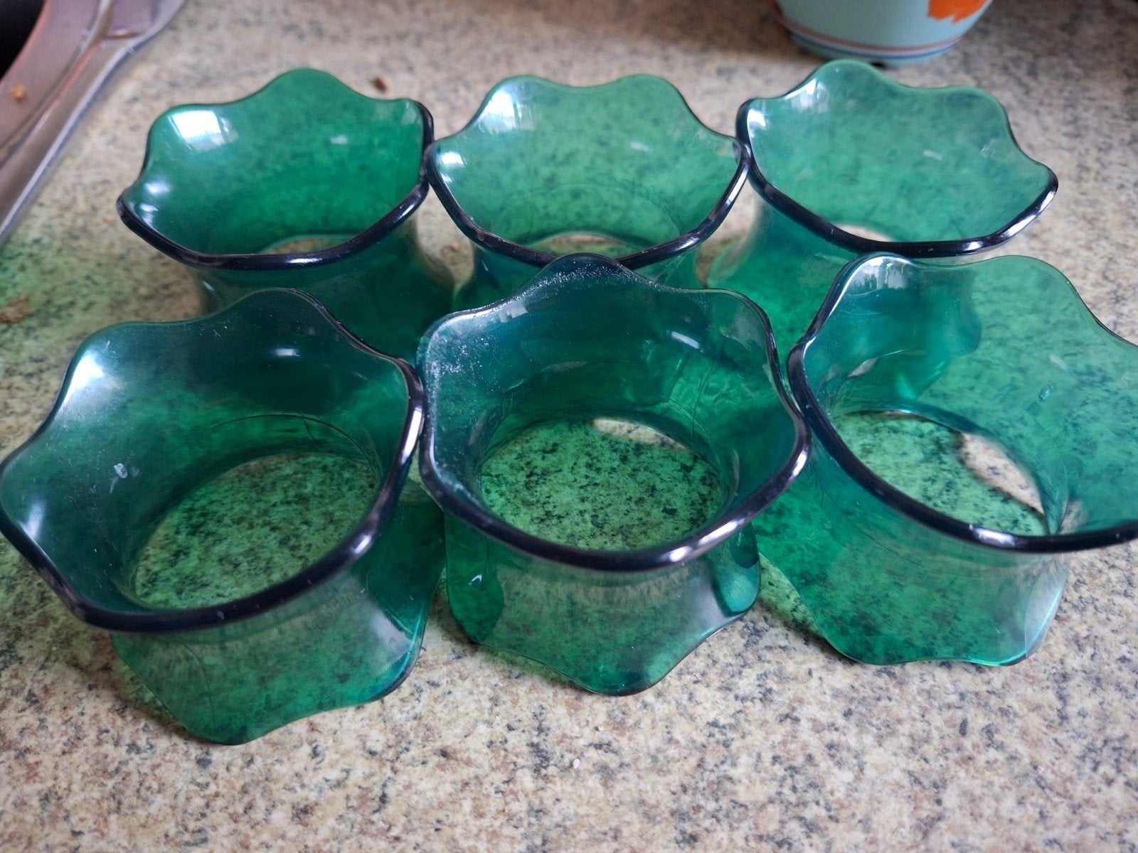 Set van 6 Groene Vintage Servetringen, Ophalen of Verzenden, Overige stijlen, Bord(en)